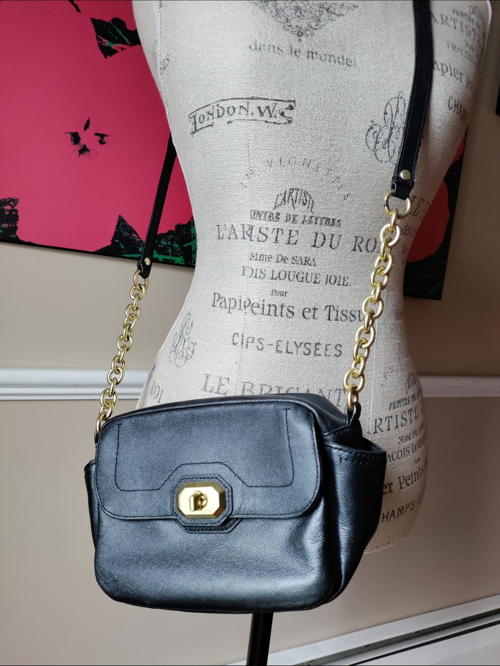 NWOT Coach F24843 Campbell Turnlock Black Leather Camera Bag